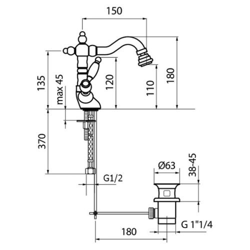 Смеситель Webert Alexandra AL710402065 на биде бронза - фото 3
