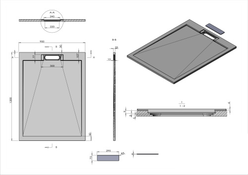 Душевой поддон Vincea H25 VST-4SRL9012C 120х90 искусственный камень бежевый - фото 4
