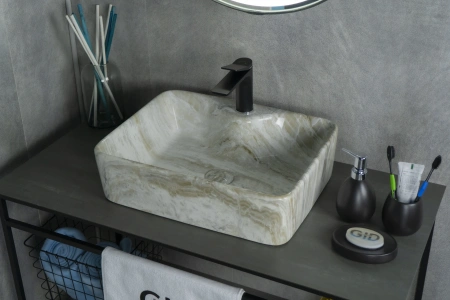 Раковина керамическая Gid Geométrico 54460 50х40 накладная цвет многоцветный 1 отверстие под смеситель