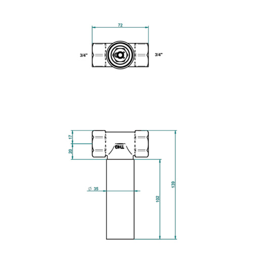Встраиваемая часть вентиля 3/4" THG General items G00 G00-A00-32/HA - фото 2