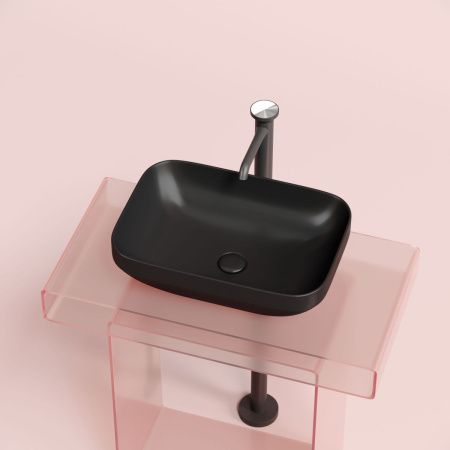 Раковина из сантехнического фарфора Ceramica Nova ELEMENT CN6055MB 50х40 накладная цвет черный без отверстий под смеситель