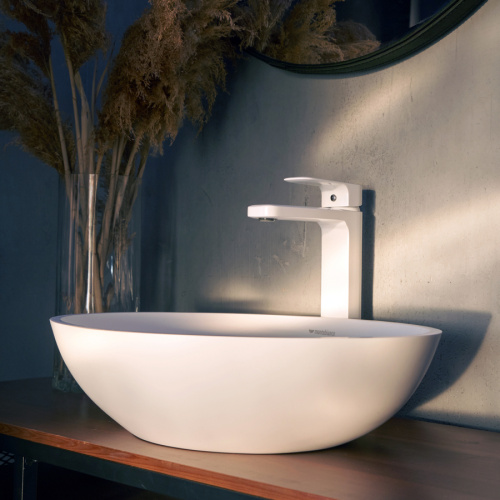 Раковина из искусственного камня MonteBianco Conca 480 12093 55х37 накладная цвет белый матовый без отверстий под смеситель - фото 3