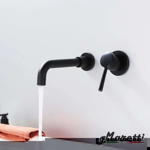 Смеситель для раковины Maretti Eleganza Black ENB32RF13 встраиваемый в стену черный - фото 5