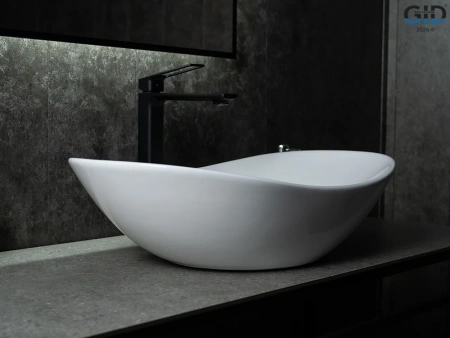 Раковина керамическая Gid Lago 51175 60х40 накладная цвет белый без отверстий под смеситель