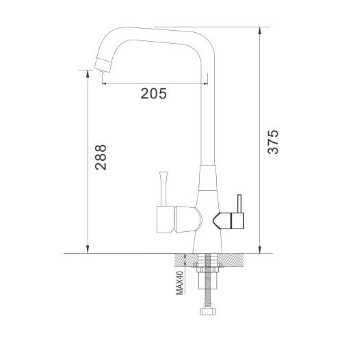 Смеситель для кухни Shevanik S528H на мойку черный - фото 3