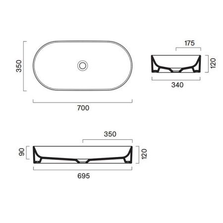 Раковина керамическая Catalano Zero 122700001 70 см накладная цвет белый без отверстий под смеситель
