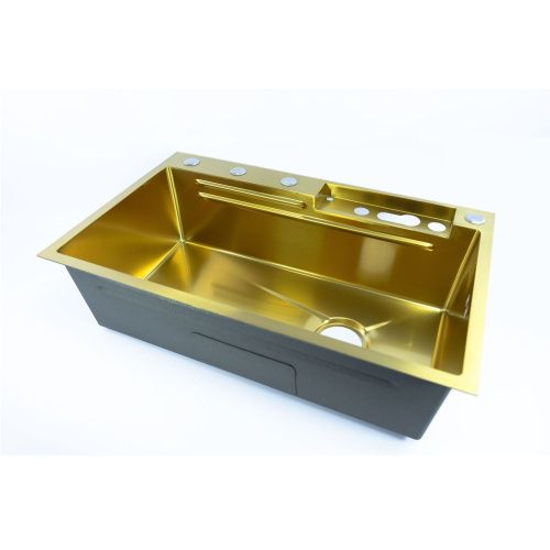 Кухонная мойка Fmark FSC002C 75х46 цвет золото поверхность матовая - фото 3