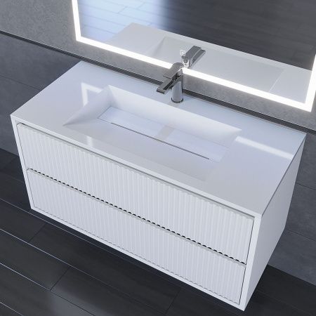 Раковина из искусственного камня Uperwood Next Premium RNext100wg 100х50 полувстраиваемая цвет белый