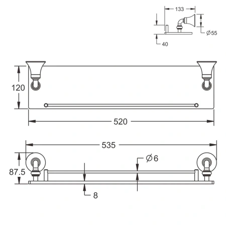 Полка в ванную комнату Rose RG12 RG1219