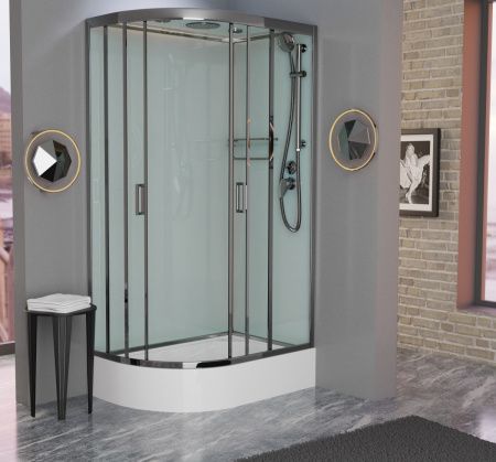 Душевая кабина Frank 181009 120х80 асимметричная с крышей ориентация правая