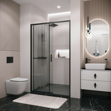 Душевая дверь Grossman Style 100.K33.05.100.21.02 100х195 стекло текстурное профиль черный