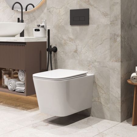 Унитаз подвесной Grossman Торнадо GR-4404SQ белый с сиденьем микролифт безободковый смыв торнадо