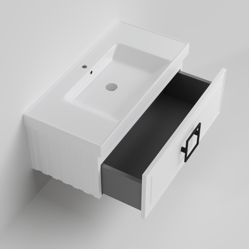 Тумба с раковиной La Fenice CUBO NFNC-01-CUB-B-100-3-100 101х36х49 подвесная цвет белый - фото 2