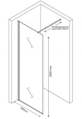 Душевая перегородка Berges SKY 064002 90х200 стекло прозрачное профиль хром - фото 3