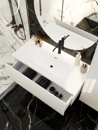 Тумба под раковину La Fenice Terra FNC-01-TER-B-100 100х46х36 подвесная цвет белый матовый - фото 5