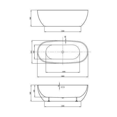 Ванна акриловая Vincea VBT-408-1800 180х80 отдельностоящая овальная