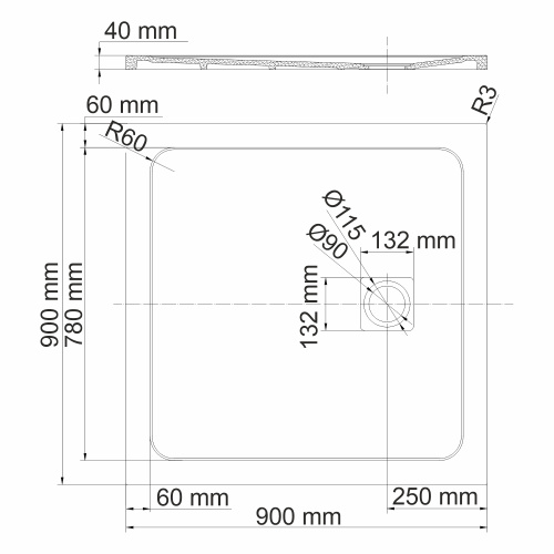 Душевой поддон WasserKRAFT Neime 19T 19T03 90x90 искусственный камень черный - фото 3