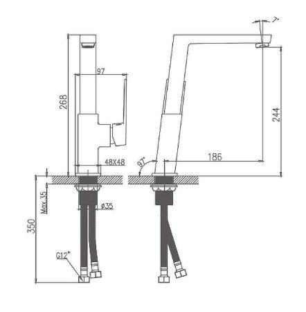 Смеситель для кухни Haiba HB191 HB70191 на мойку хром