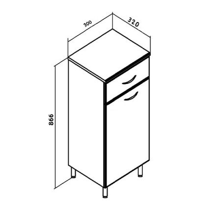 Шкаф-пенал RUNO ЭКОНОМ 00000000112 30х32х87 напольный цвет белый