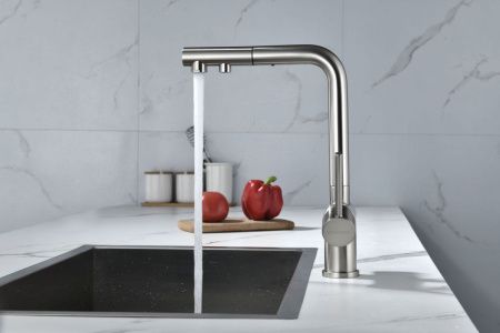 Смеситель для кухни Paulmark SERPENTINE Se213222-BS на мойку никель