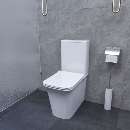 Унитаз напольный с бачком Cerutti SPA CT7838 белый с сиденьем микролифт безободковый каскадный смыв