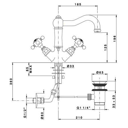 Смеситель Nicolazzi Dames Anglaises 1432CR70 на раковину хром