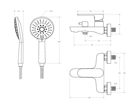 Смеситель Cezares STYLUS STYLUS-VD-IN настенный сатин без термостата