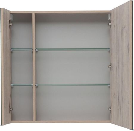 Комплект мебели: тумба с раковиной + зеркало-шкаф Aquanet Алвита New 00274202 80х50 подвесной цвет коричневый