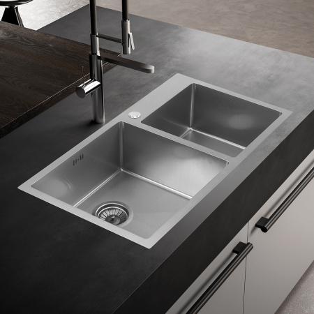 Кухонная мойка Melana ProfLine S7843H сатин 78х43 цвет сатин поверхность матовая