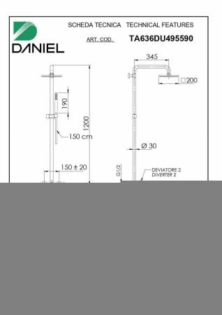 Душевая стойка Daniel Tiara TA636DU495590-GO настенная цвет серый