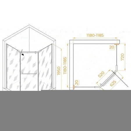 Душевой уголок RGW Passage 35088122-14 120х120 стекло прозрачное профиль черный без поддона