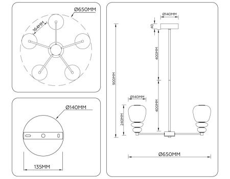 Люстра на штанге Ambrella Light Ceramo Modern (Церамо Модерн) LH53164