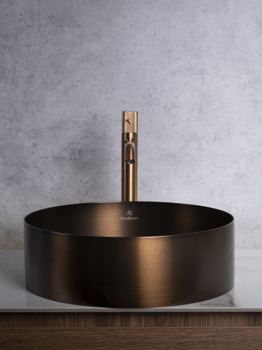 Раковина из нержавеющей стали AltroBagno Luna AltroBagnoLuna001004BrAn 40х40 накладная цвет бронза состаренная - фото 2