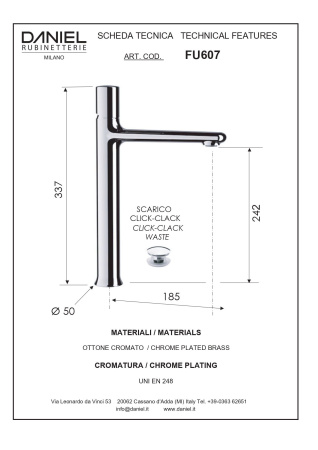 Смеситель Daniel Fusion FU607-RL на столешницу медь глянцевая