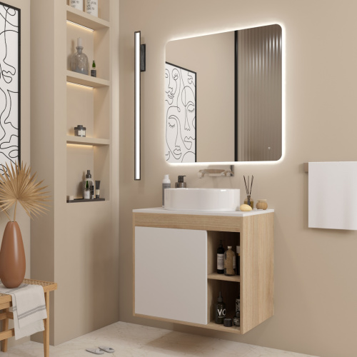 Тумба под раковину Teymi Nura T60528 70х45х62 подвесная цвет дуб/белый - фото 5