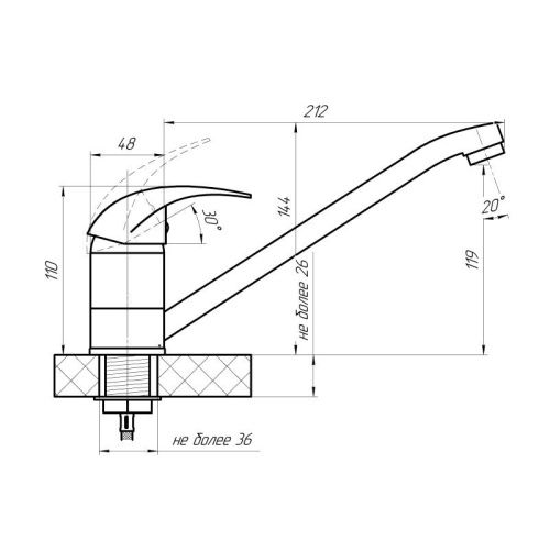 Смеситель для кухни Сантаком StMira 5003 на мойку хром - фото 3