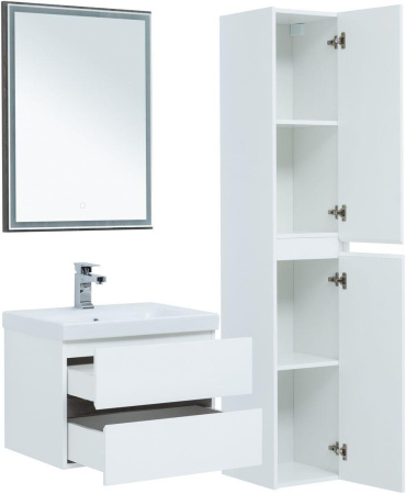 Тумба под раковину Aquanet Беркли 00254289 59х45х42 подвесная цвет белый/темное дерево