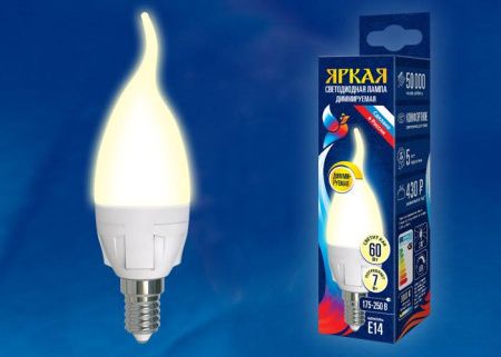 Лампа светодиодная диммируемая Uniel LED-CW37 7W/4000K/E14/FR/DIM PLP01WH картон