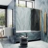 Душевая шторка на ванну Maybah Glass MGV-624-3 80х140 стекло тонированное профиль золото ориентация универсальная
