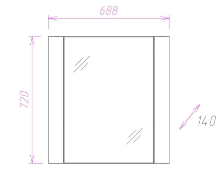 Зеркало-шкаф Onika Стоун 207033 69х14х72 подвесной