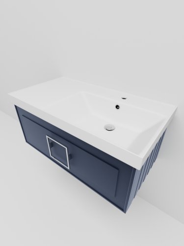 Тумба с раковиной La Fenice CUBO NFNC-01-CUB-BG-90-1-90R 91х36х49 подвесная цвет синий - фото 3