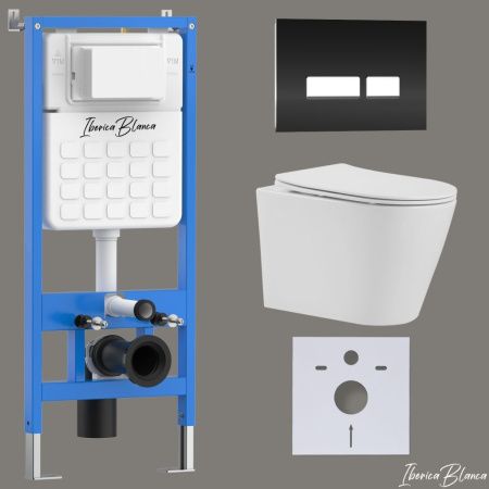 Комплект унитаз с инталляцией и клавишей смыва Iberica Blanca BURGOS ALTO IB001.BRA.234.2211