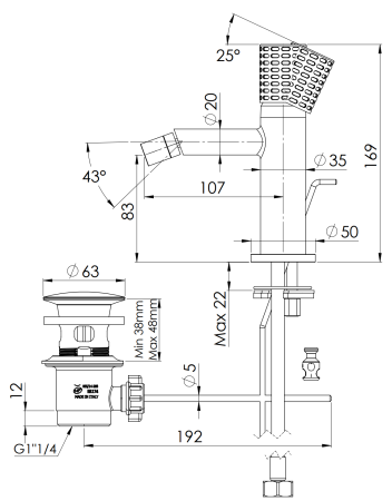 Смеситель Remer Celebrity CEC20 на биде хром без термостата Смеситель Remer Celebrity CEC20 на биде хром без термостата
