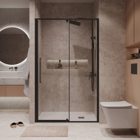 Душевая дверь Niagara Nova NG-85-11AB 110х195 стекло прозрачное профиль черный матовый