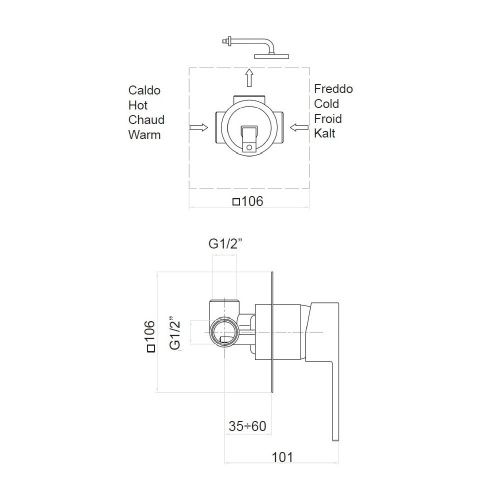 Смеситель для ванны и душа Webert Pegaso PE880101015 встраиваемый в стену хром - фото 3