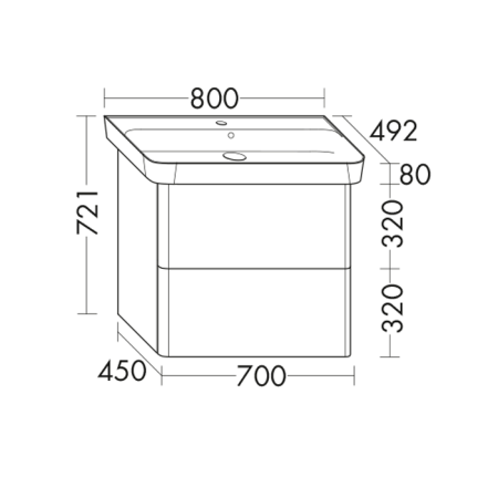 Тумба с раковиной Burgbad Iveo SFEN080F2834G0161C0001*1 80х50 подвесная цвет коричневый