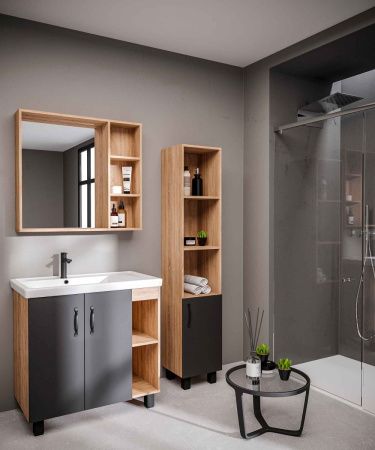 Тумба под раковину Grossman Флай 108002 80х40 напольная цвет серый/коричневый