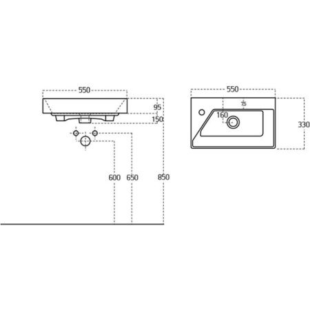 Раковина из сантехнического фаянса Jorno 17055-KL 60х30 встраиваемая цвет белый