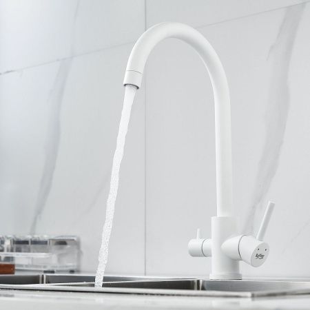 Смеситель для кухни Raffine F108C на мойку белый