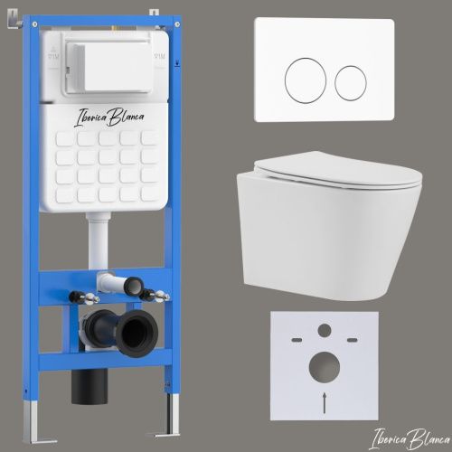 Комплект унитаз с инталляцией и клавишей смыва Iberica Blanca BURGOS ALTO IB001.BRA.234.811 - фото 2